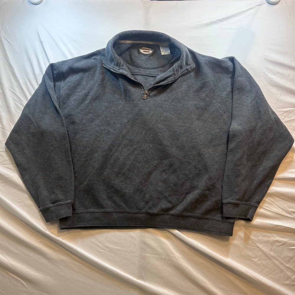 Bungalow Brand Mens XXL Charcoal Gray 100% Cotton Quarter Zip Pullover Sweater